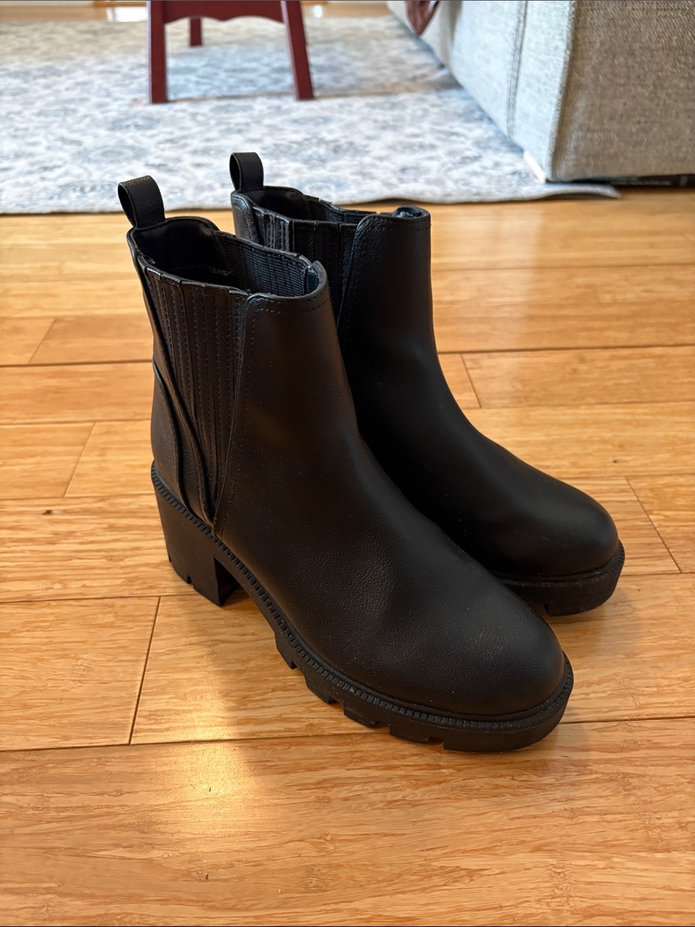 Dolce Vita Black Lug Heel Chelsea Ankle Boots
